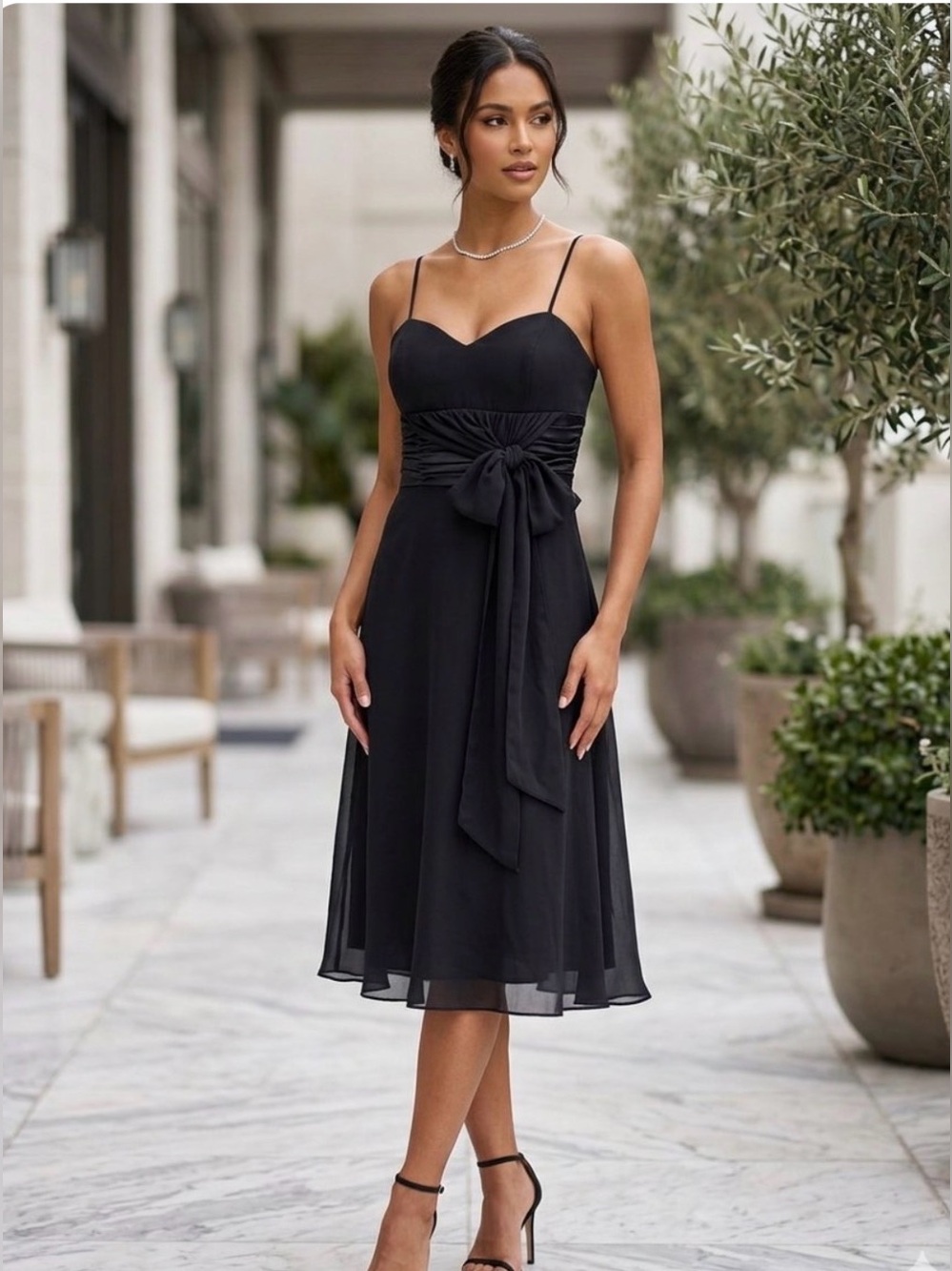 SL Fashions Black Strapless Knot-Waist Evening Gown NWT cocktail dress size 8